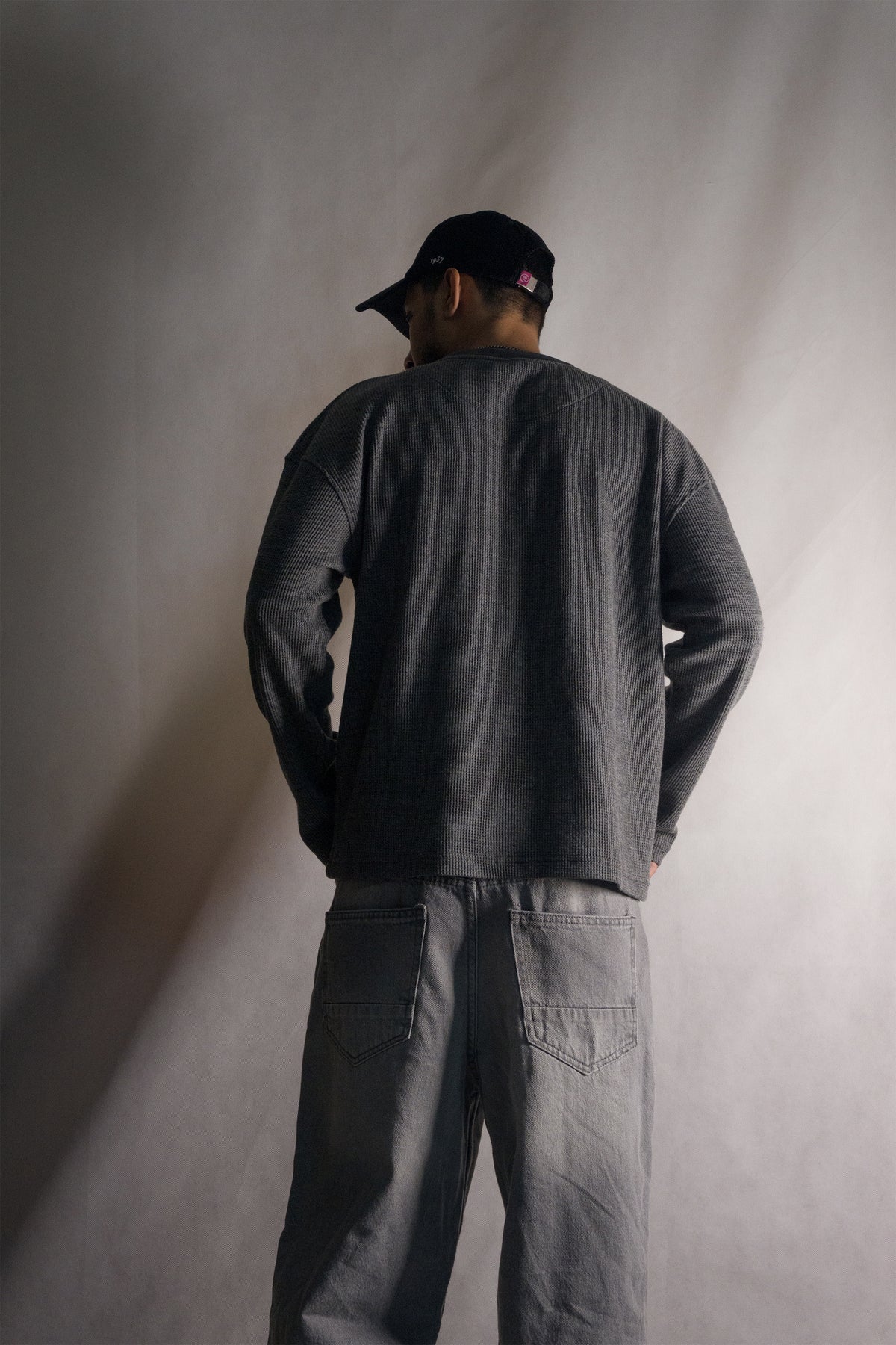 Waffle Knit Full Sleeve Shirt (Charcoal)