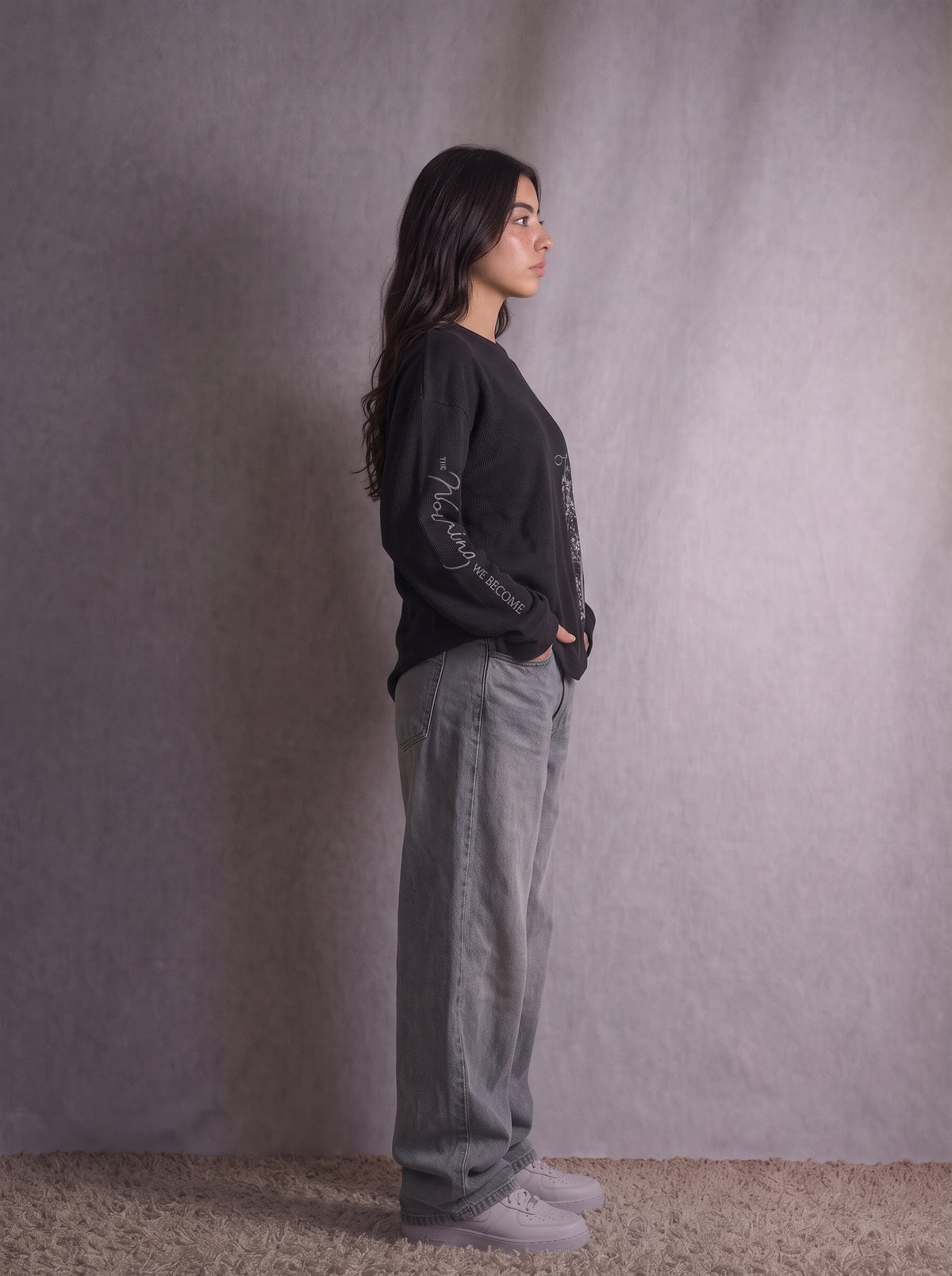 Waffle Knit Full Sleeve Shirt (Dark Grey)