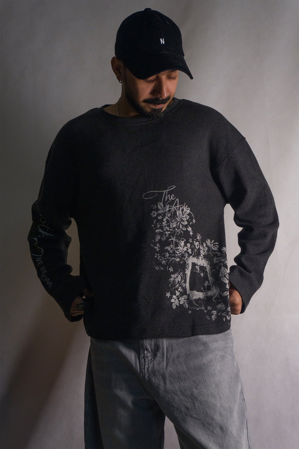 Waffle Knit Full Sleeve Shirt (Dark Grey)