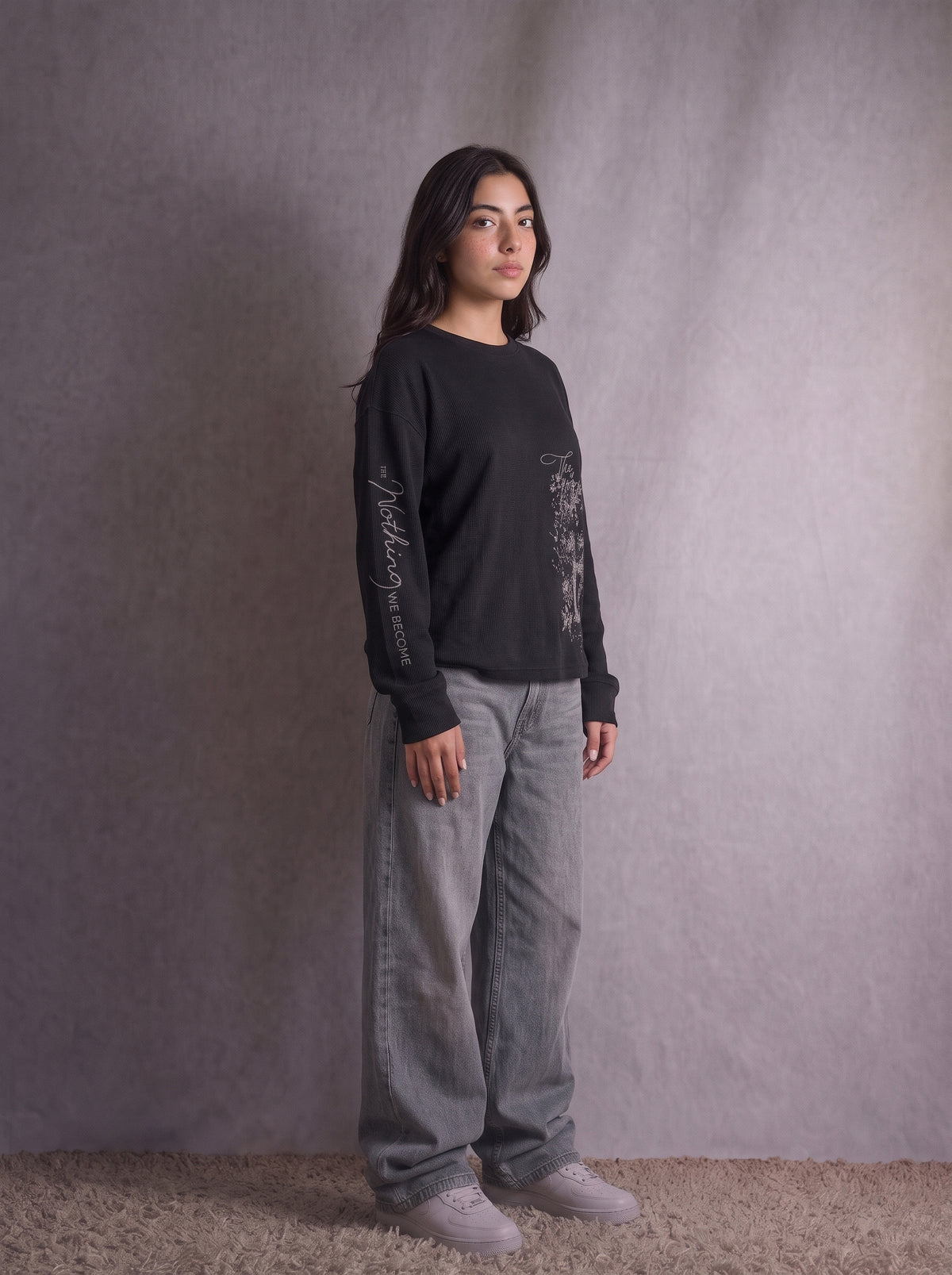 Waffle Knit Full Sleeve Shirt (Dark Grey)