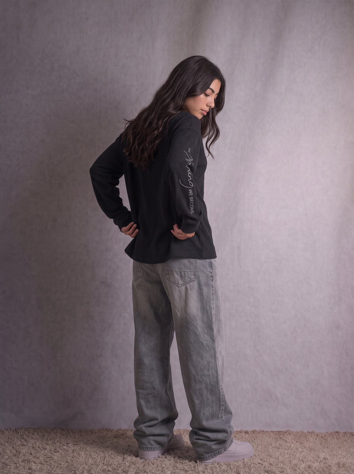 Waffle Knit Full Sleeve Shirt (Dark Grey)