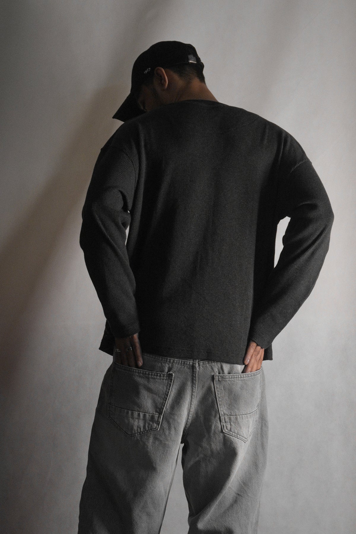 Waffle Knit Full Sleeve Shirt (Dark Grey)