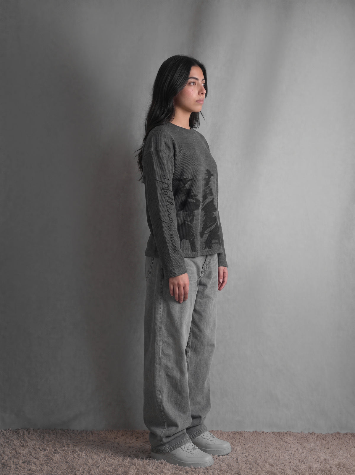 Waffle Knit Full Sleeve Shirt (Charcoal)