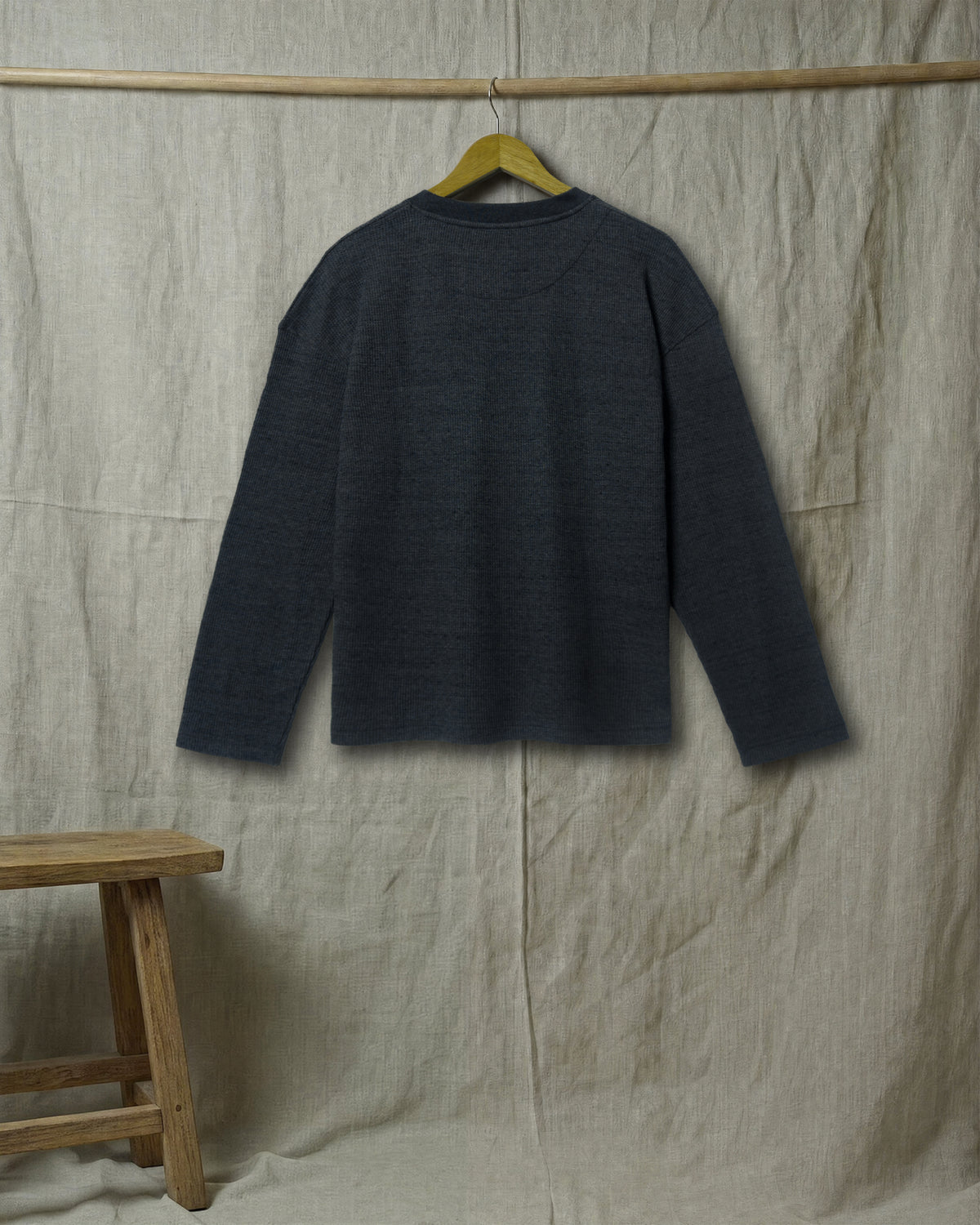 Waffle Knit Full Sleeve Shirt (Charcoal)