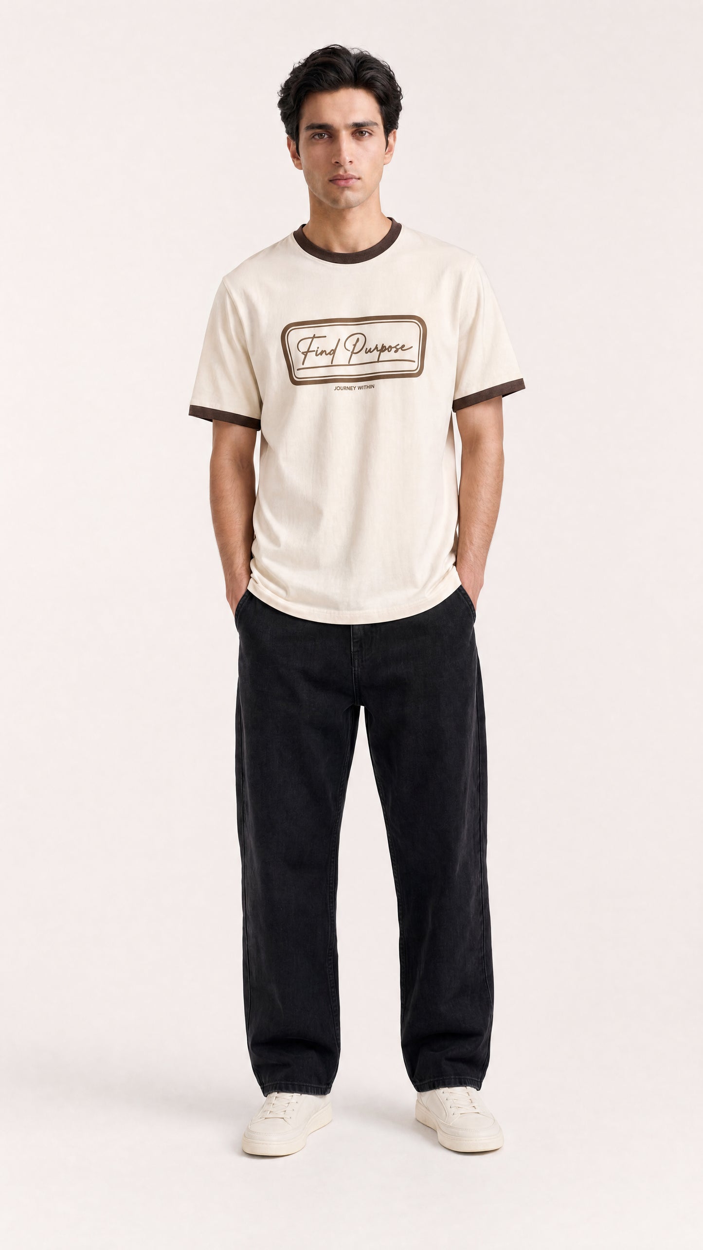 Find Purpose Ringer Tee — Beige