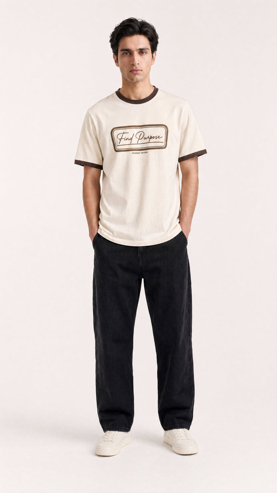 Find Purpose Ringer Tee — Beige
