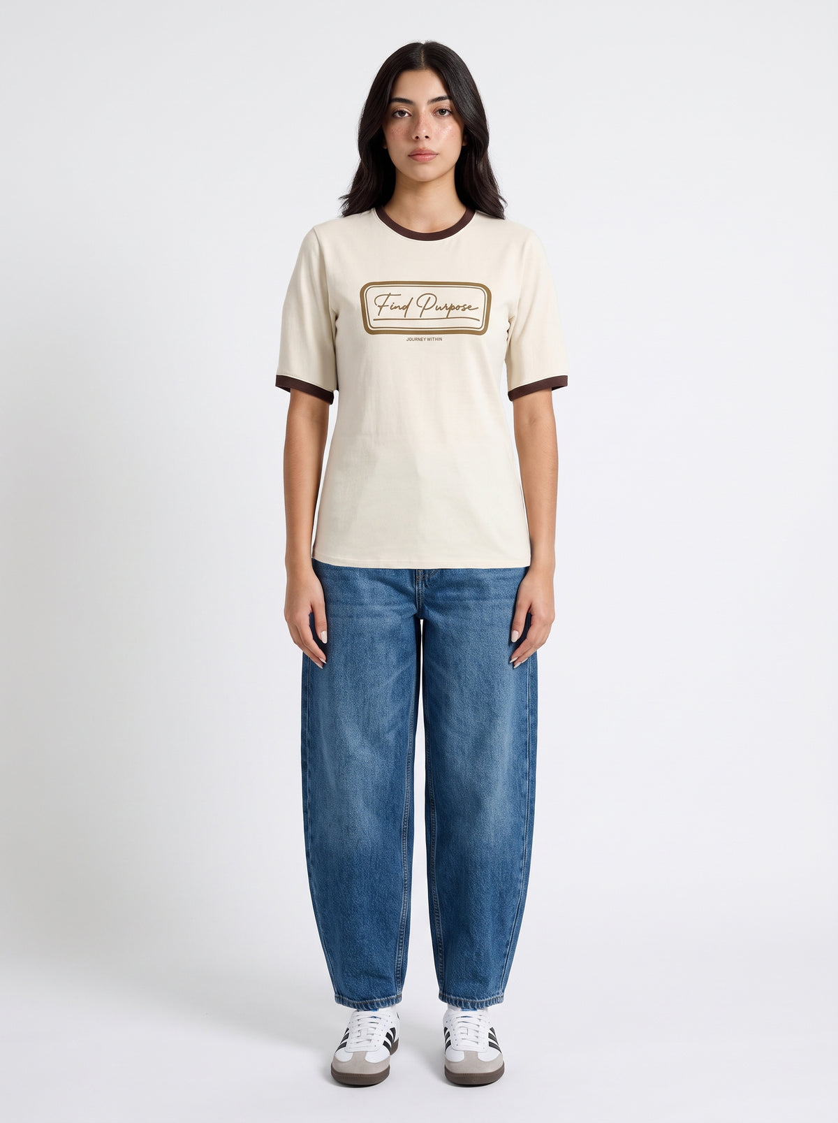 Find Purpose Ringer Tee — Beige