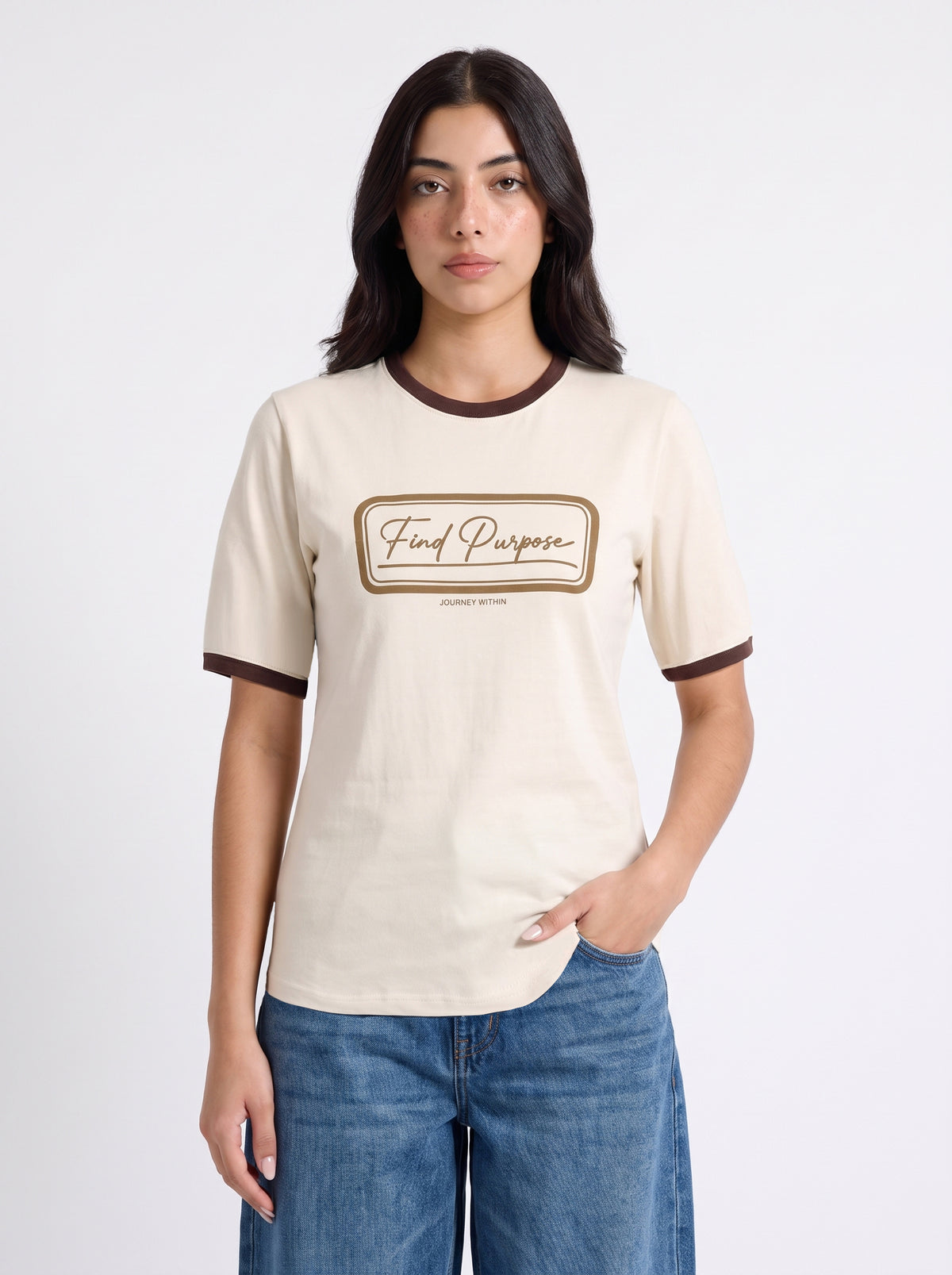 Find Purpose Ringer Tee — Beige