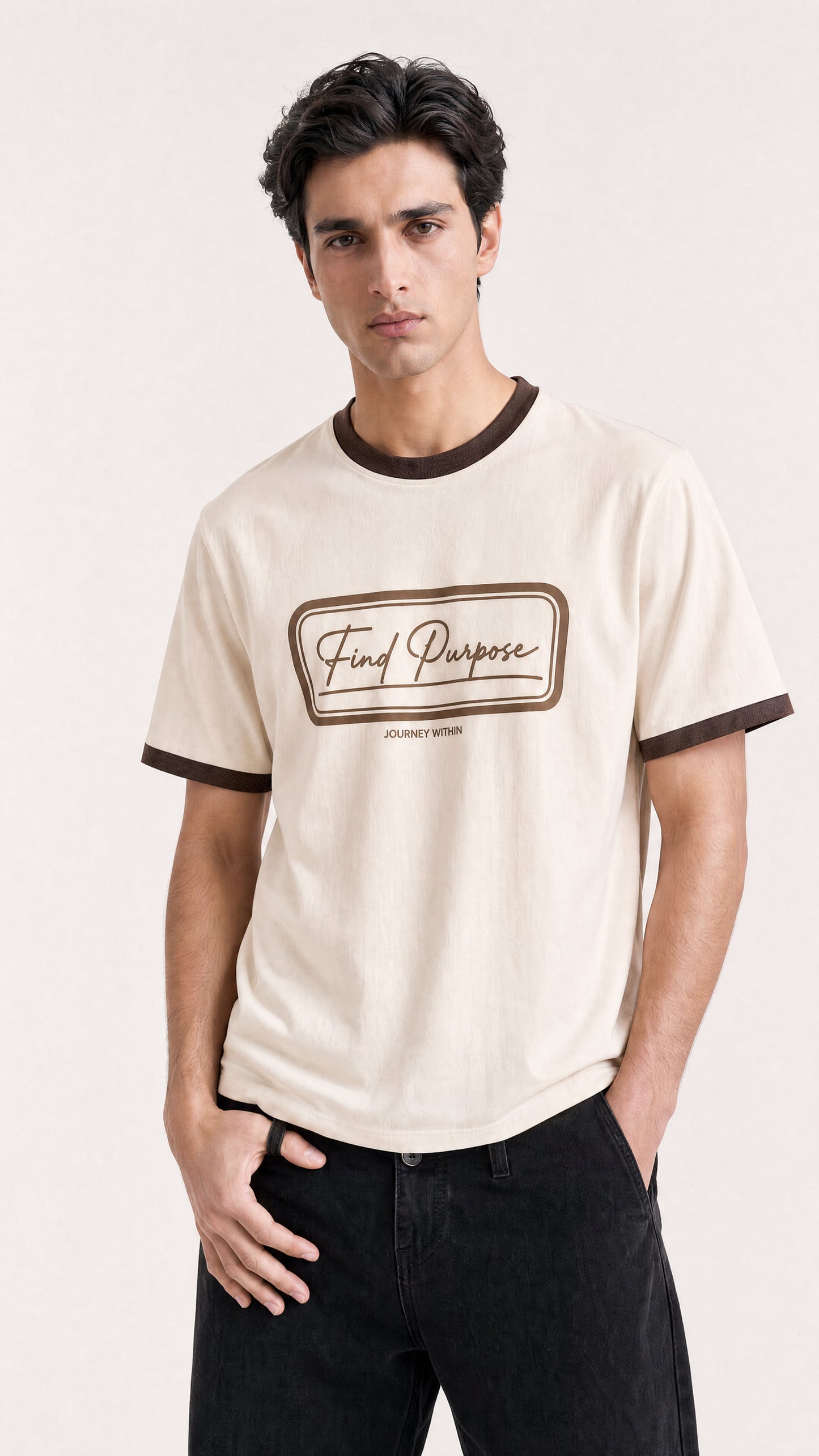Find Purpose Ringer Tee — Beige