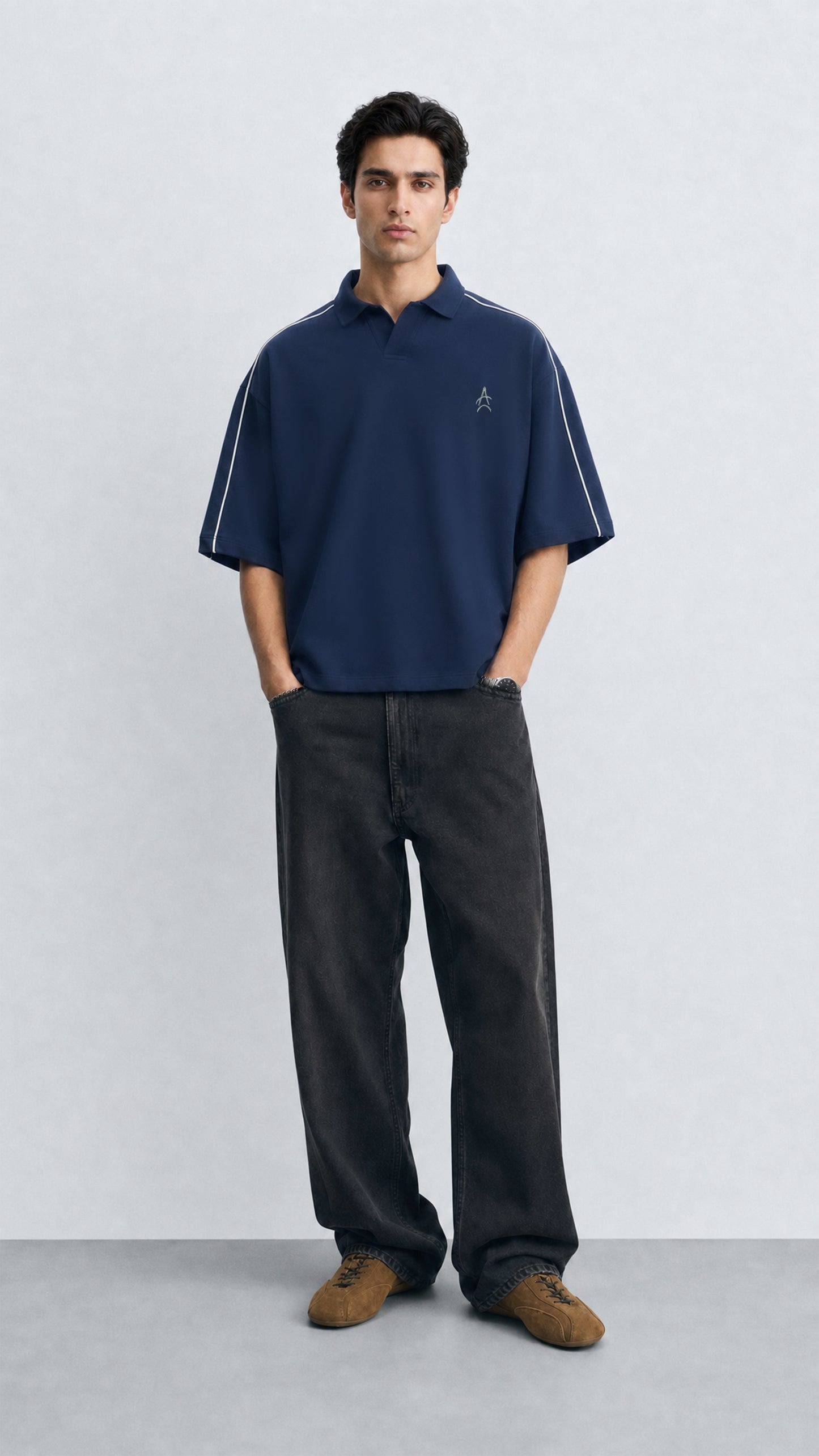 The Ark Piped Polo — Oxford Blue