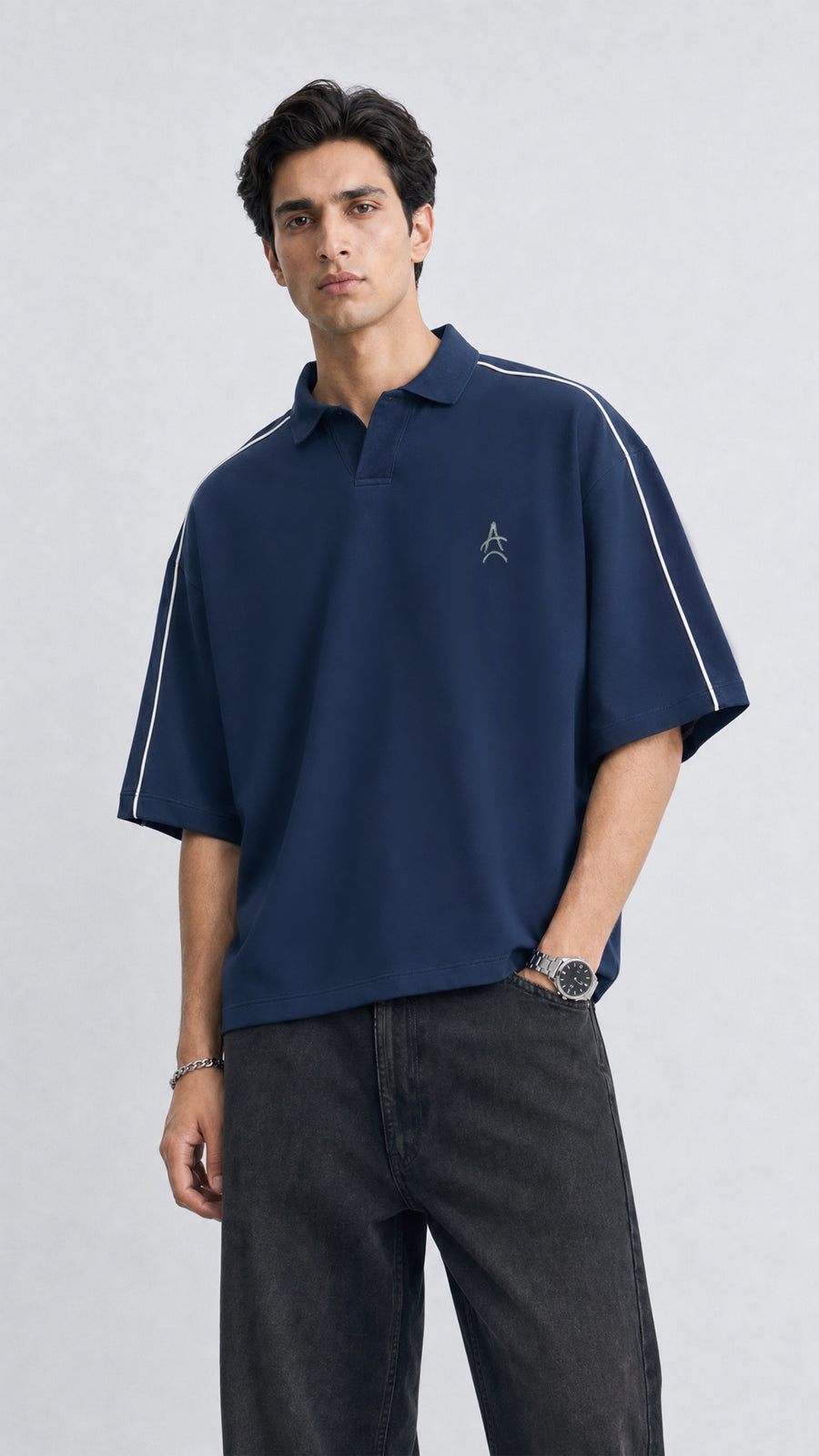 The Ark Piped Polo — Oxford Blue