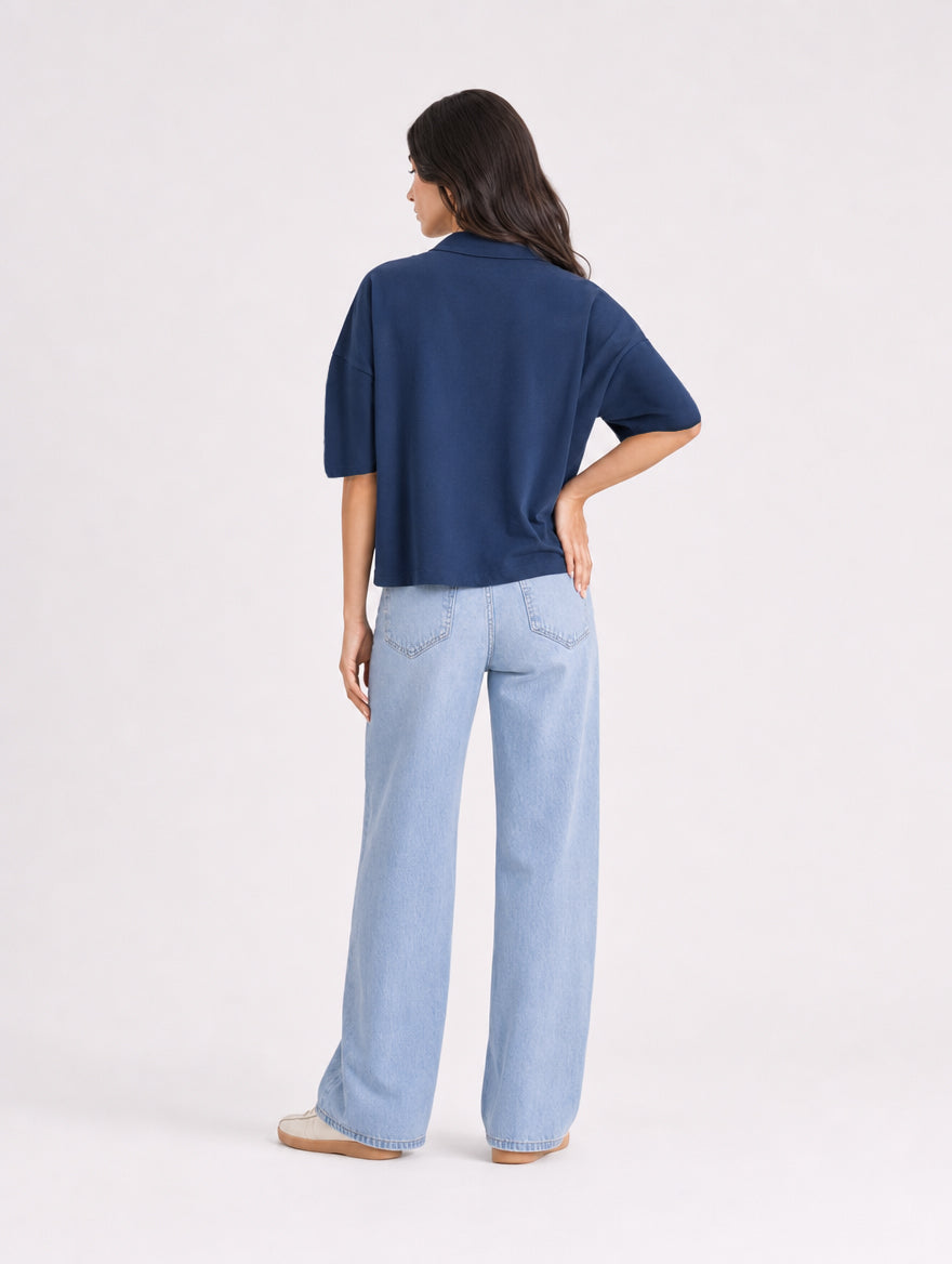 The Ark Piped Polo — Oxford Blue