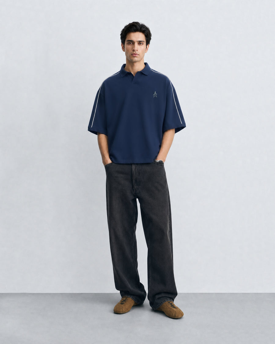 The Ark Piped Polo — Oxford Blue