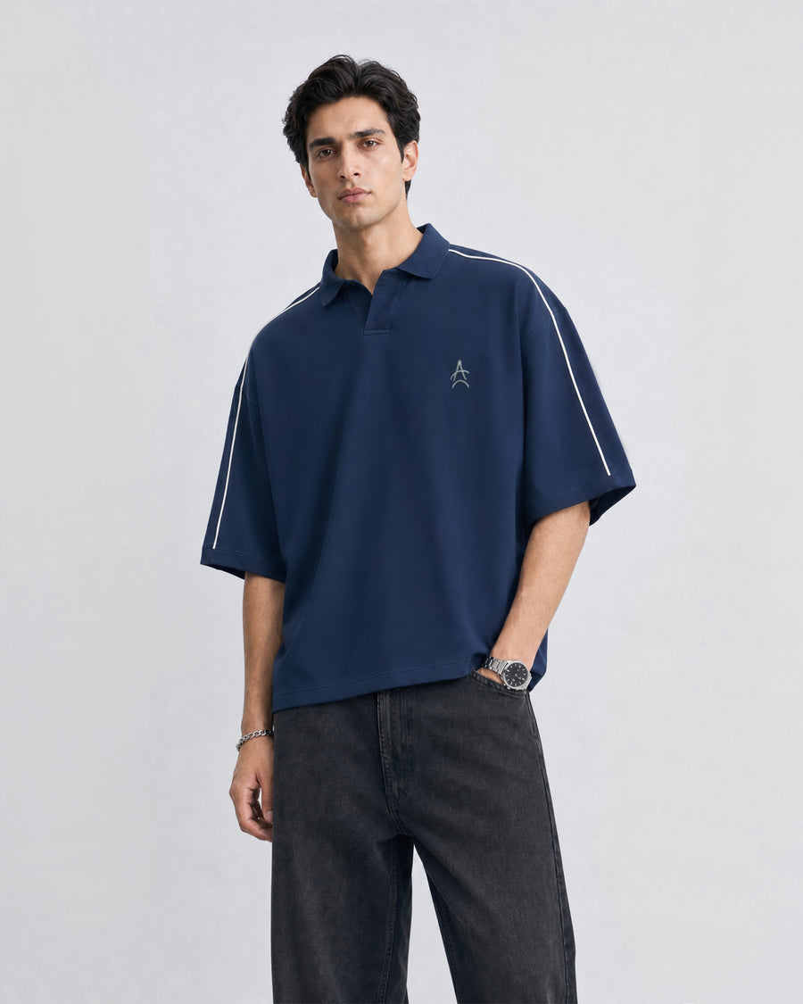 The Ark Piped Polo — Oxford Blue