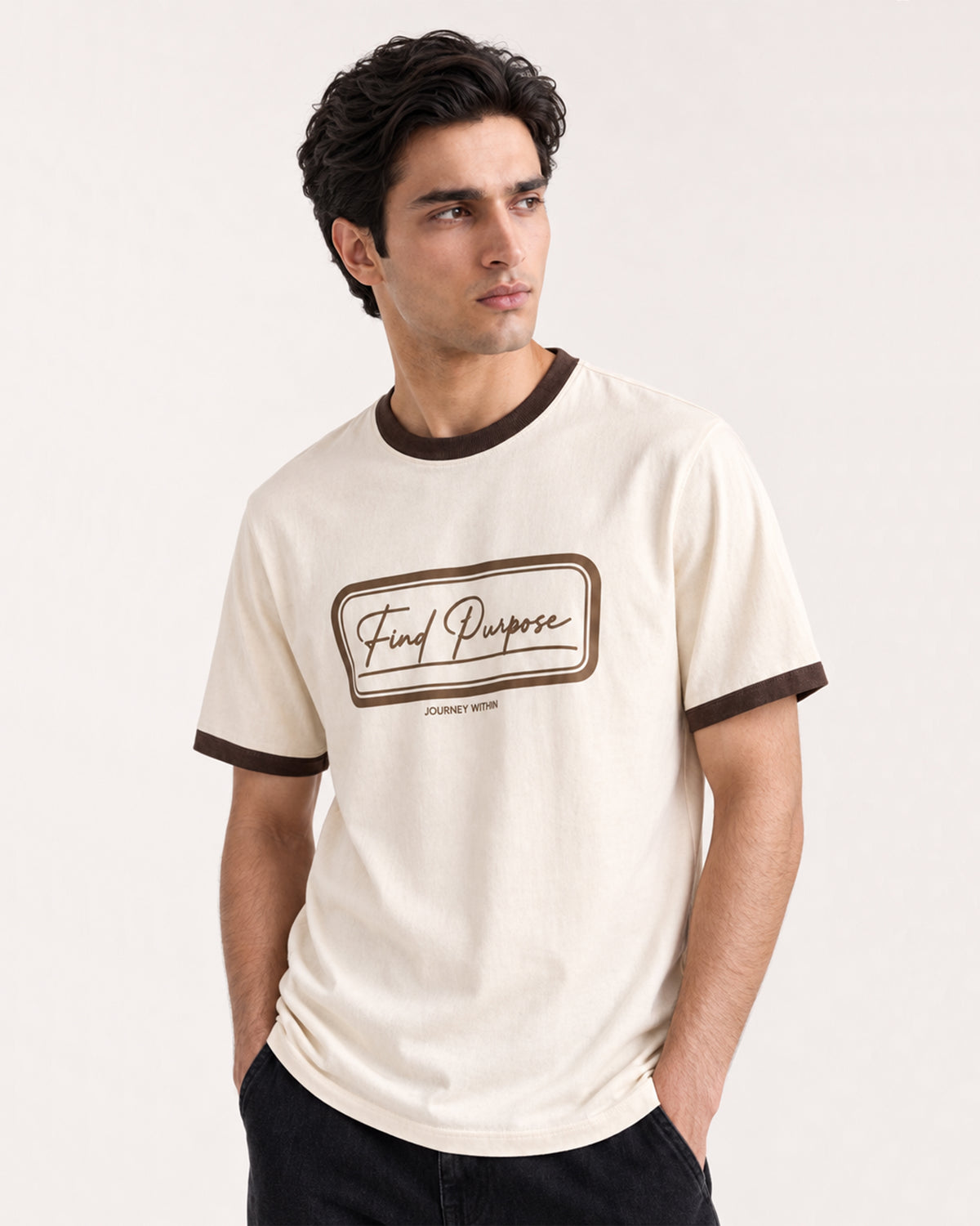 Find Purpose Ringer Tee — Beige